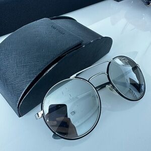 Prada round mirrored sunglasses
